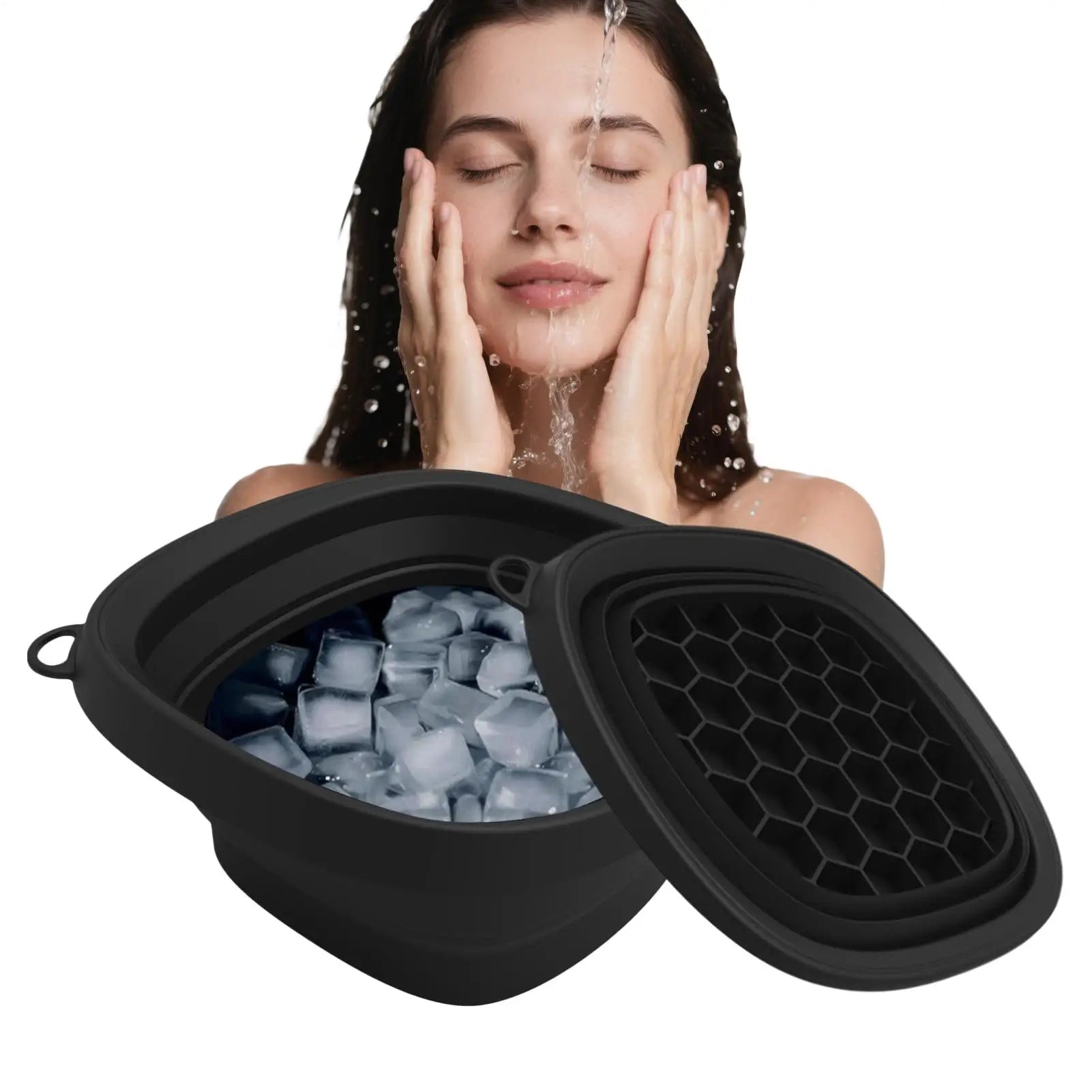 Ice Face Bowl Facial Wash Basin Foldable Silicone Facial Beauty Supplies Ice Water Basin for Shrinking Pores Calming Skin