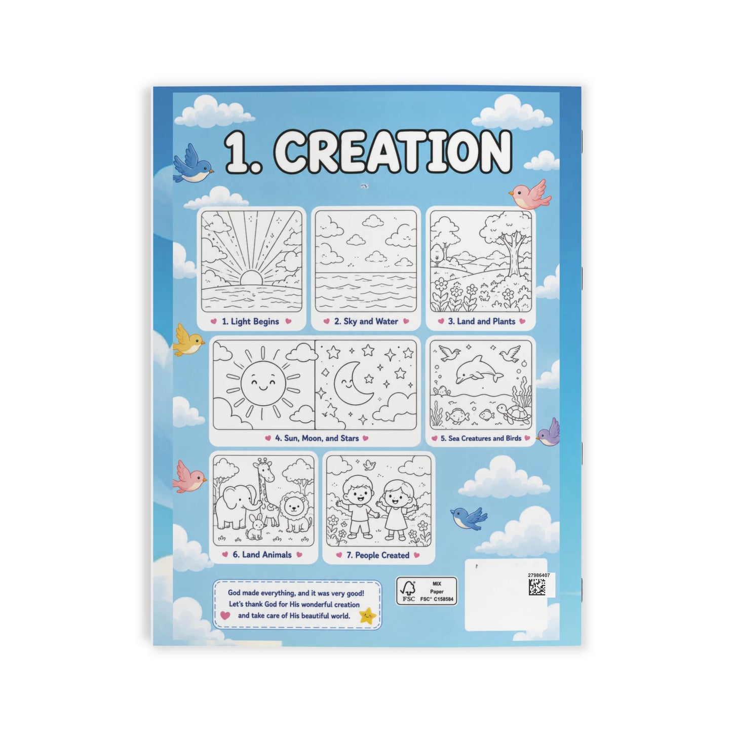 Creation Bible Coloring Book for Kids — The Story of Creation