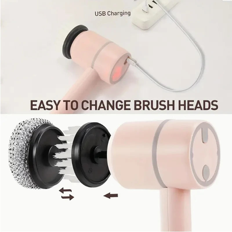 1Pc Electric Spin Scrubber, Electric Cleaning Brush 3-In-1 Handheld Kitchen Cleaner Cordless Spin Scrubber, Power Scrubber Bathr