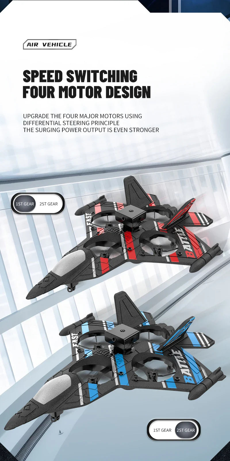 RC Fighter Plane with Camera - 2.4G EPP Foam Aircraft with Obstacle Avoidance