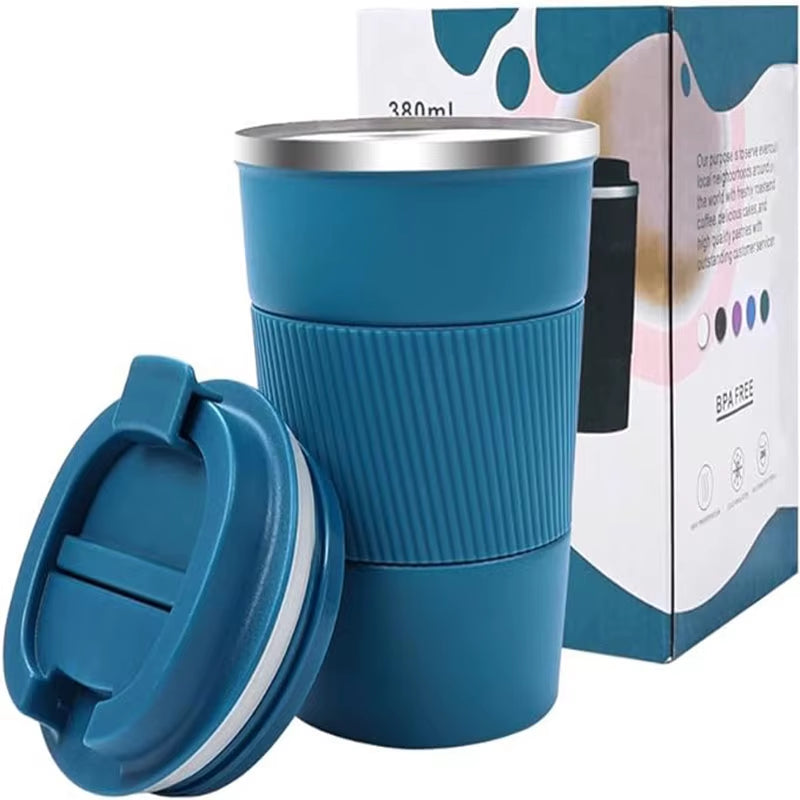 380Ml Stainless Steel Mug, Insulated Coffee Mug with Leak Proof Lid, Travel Mug, Reusable Stainless Steel Coffee Mug