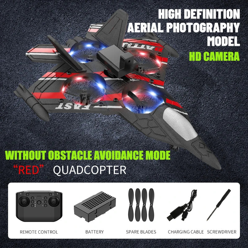 RC Fighter Plane with Camera - 2.4G EPP Foam Aircraft with Obstacle Avoidance