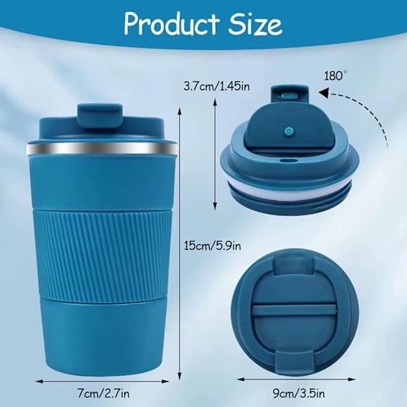 380Ml Stainless Steel Mug, Insulated Coffee Mug with Leak Proof Lid, Travel Mug, Reusable Stainless Steel Coffee Mug