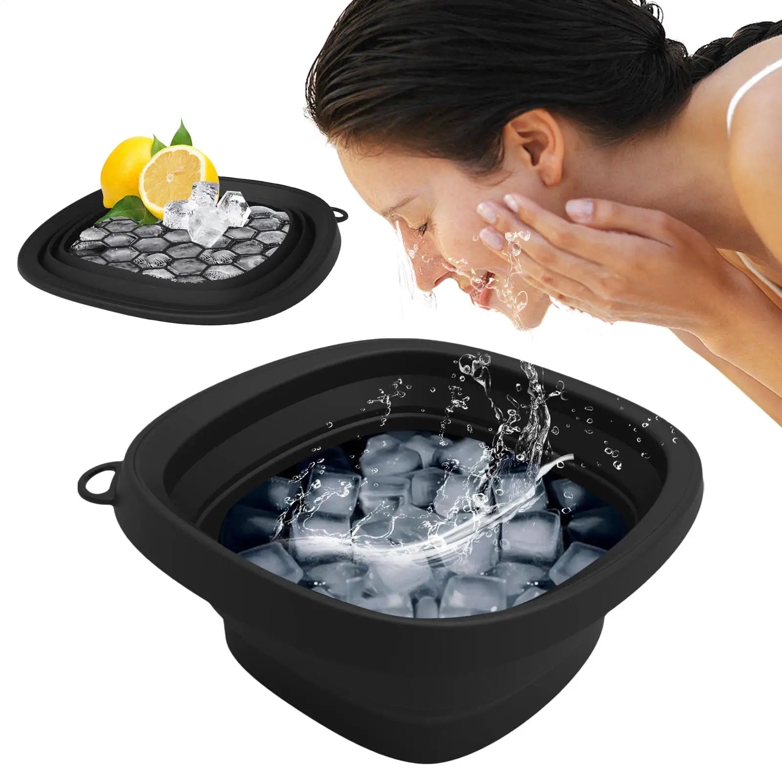 Ice Face Bowl Facial Wash Basin Foldable Silicone Facial Beauty Supplies Ice Water Basin for Shrinking Pores Calming Skin