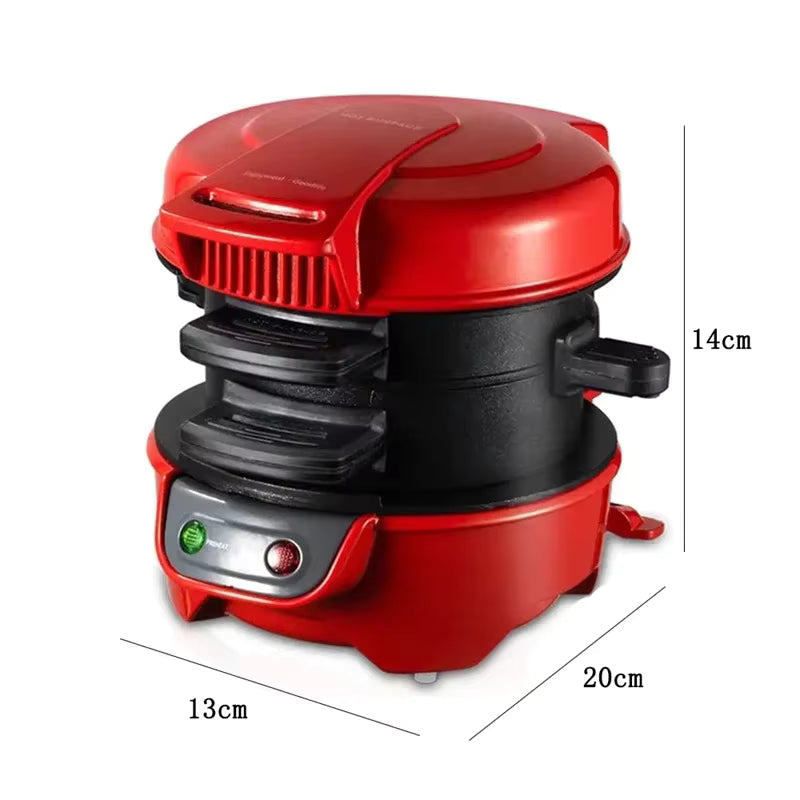 220V Household Breakfast Burger Machine Hamburg Sandwich Maker Bread Muffin Maker Non Maker Stick Plates Electric Burger Maker