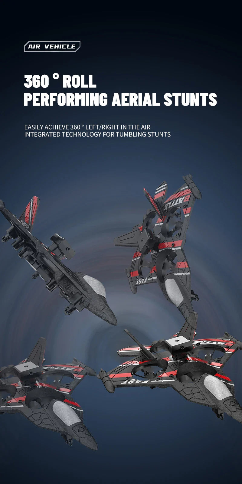 RC Fighter Plane with Camera - 2.4G EPP Foam Aircraft with Obstacle Avoidance