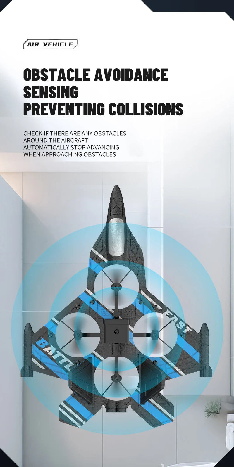 RC Fighter Plane with Camera - 2.4G EPP Foam Aircraft with Obstacle Avoidance